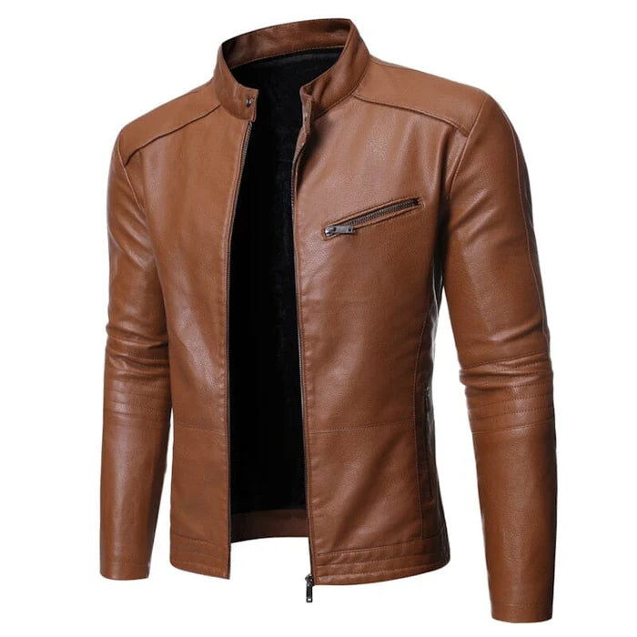 Jaqueta fashion de couro legitimo masculina marrom